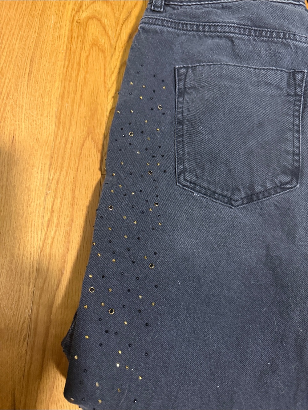 Zara Black Straight-Leg Jeans with Stud Embellishments - Picture 4 of 4